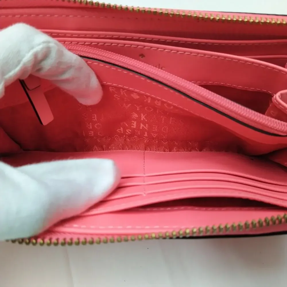 Kate Spade Pink Leather Zip Around Credit Card Wallet
